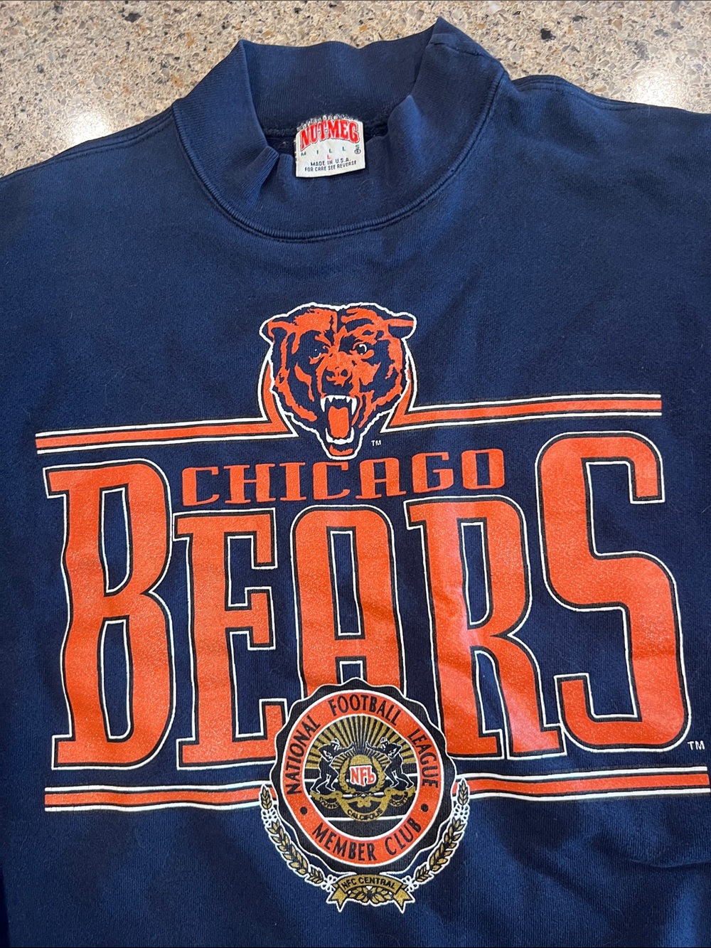 Nutmeg mills Chicago Bears NFL Navy Crewneck Sweatshirt large USA made z92